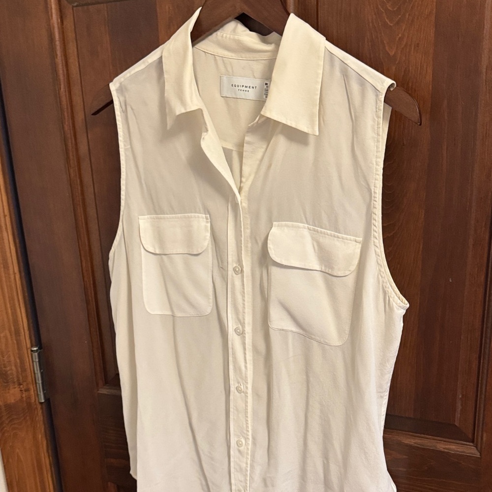 Equipment Cream Sleeveless Blouse